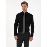 Cacharel Erkek Siyah Slim Fit Pamuk Karışımlı Gömlek 50314589-VR046 - 39