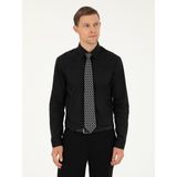 Cacharel Erkek Siyah Slim Fit Pamuk Karışımlı Klasik Gömlek 50292265-VR046 - 42