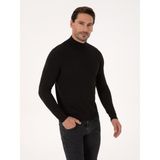 Cacharel Erkek Siyah Slim Fit Pamuk Karışımlı Yarım Balıkçı Yaka Basic Triko Kazak 50318619-VR046 - 2XL