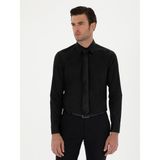 Cacharel Erkek Siyah Slim Fit Pamuk Klasik Gömlek 50285570-VR046 - 41