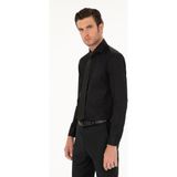 Cacharel Erkek Siyah Slim Fit Pamuk Klasik Gömlek 50287784-VR046 - 42