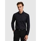 Cacharel Erkek Siyah Slim Fit Pamuk Klasik Gömlek 50287784-VR046 - 43