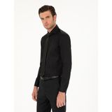 Cacharel Erkek Siyah Slim Fit Pamuk Klasik Gömlek 50287784-VR046