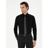 Cacharel Erkek Siyah Slim Fit Pamuklu Klasik Gömlek 50311551-VR046 - 41