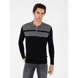 Cacharel Erkek Siyah Slim Fit Polo Yaka Fermuarlı Triko Kazak 50293786-VR046