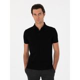 Cacharel Erkek Siyah Slim Fit Polo Yaka Pamuklu Basic T-Shirt 50300934-VR046