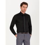 Cacharel Erkek Siyah Slim Fit Uzun Kollu Basic Gömlek 50268503-VR046 - 37