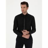Cacharel Erkek Siyah Slim Fit Uzun Kollu Basic Gömlek 50270146-VR046 - 38