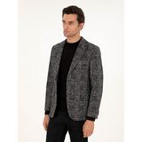 Cacharel Erkek Siyah Slim Fit Yün İpek Karışımlı Flanel Ekose Ceket 50290523-VR046 - 6 Drop