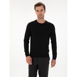 Cacharel Erkek Siyah Slim Fit Yün Karışımlı Bisiklet Yaka Basic Triko Kazak 50315266-VR046
