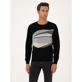 Cacharel Erkek Siyah Slim Fit Yün Karışımlı Bisiklet Yaka Triko Kazak 50271657-VR046