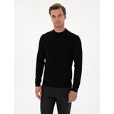 Cacharel Erkek Siyah Slim Fit Yün Karışımlı Çeyrek Balıkçı Basic Triko Kazak 50315295-VR046