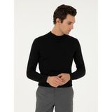 Cacharel Erkek Siyah Slim Fit Yün Karışımlı Çeyrek Balıkçı Yaka Basic Triko Kazak 50296402-VR046 - 2XL