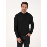 Cacharel Erkek Siyah Slim Fit Yün Karışımlı Çeyrek Balıkçı Yaka Basic Triko Kazak 50318891-VR046 - XL