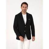 Cacharel Erkek Siyah Slim Fit Yün Karışımlı Kırlangıç Yaka Balık Sırtı Blazer Ceket 50310781-VR046 - 6 Drop