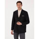 Cacharel Erkek Siyah Slim Fit Yün Karışımlı Kruvaze Ceket 50310755-VR046 - 6 Drop - 48