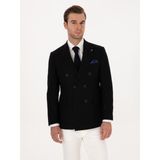 Cacharel Erkek Siyah Slim Fit Yün Karışımlı Kruvaze Ceket 50310755-VR046 - 6 Drop