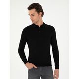 Cacharel Erkek Siyah Slim Fit Yün Karışımlı Polo Yaka Basic Triko Kazak 50293274-VR046