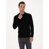 Cacharel Erkek Siyah Slim Fit Yün Karışımlı Polo Yaka Basic Triko Kazak 50315267-VR046 - XL