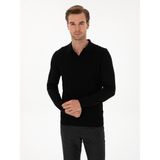 Cacharel Erkek Siyah Slim Fit Yün Karışımlı Polo Yaka Triko Kazak 50311890-VR046