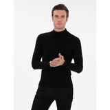 Cacharel Erkek Siyah Slim Fit Yün Karışımlı Yarım Balıkçı Yaka Basic Triko Kazak 50293281-VR046