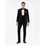 Cacharel Erkek Siyah Slim Fit Yün Karışımlı Yelekli Smokin Dmatlık 50306087-VR046 - 6 Drop