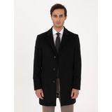 Cacharel Erkek Siyah Slim Fit Yün Kaşmir Karışımlı Palto 50315262-VR046