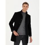 Cacharel Erkek Siyah Yün Karışımlı Slim Fit Palto 50270707-VR046
