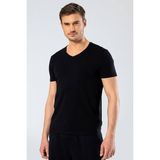 Cacharel Erkek T-shirt V Yaka Likralı - Siyah