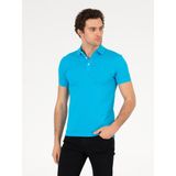 Cacharel Erkek Turkuaz Polo Yaka Slim Fit Basic Merserize T-shirt 50265364-VR093