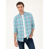 Cacharel Erkek Turkuaz Regular Fit %100 Keten Gömlek 50284418-VR093