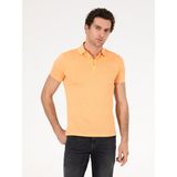 Cacharel Erkek Turuncu Polo Yaka Slim Fit Basic Merserize T-shirt 50265364-VR181 - Oranj