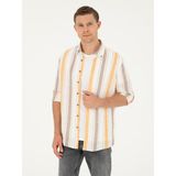 Cacharel Erkek Turuncu Slim Fit %100 Keten Gömlek 50265480-VR051 - XL