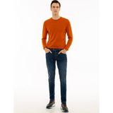 Cacharel Erkek Turuncu Slim Fit Bisiklet Yaka Basic Triko Kazak 50227052-VR051