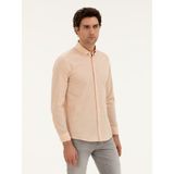 Cacharel Erkek Turuncu Slim Fit Pamuk Karışımlı Çizgili Gömlek 50284424-VR051