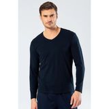 Cacharel Erkek Uzunkol V Yaka T-Shirt, %95 Pamuk %5 Elestan - Lacivert