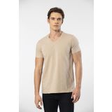 Cacharel Erkek V Yaka Likralı T-shirt 1332/bej