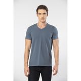 Cacharel Erkek V Yaka Likralı T-shirt 1332/mavi1 Mavi