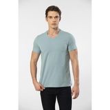 Cacharel Erkek V Yaka Likralı T-shirt 1332/YEŞİL1