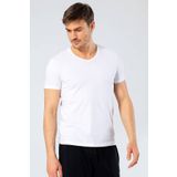 Cacharel Erkek V Yaka Likrali T-Shirt Beyaz