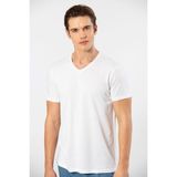Cacharel Erkek V Yaka T-Shirt 2170/Beyaz - 3XL