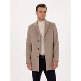 Cacharel Erkek Vizon Ex Slim Fit Yün Karışımlı Palto 50314593-VR052 - 54