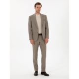 Cacharel Erkek Vizon Slim Fit Çizgili Kırlangıç Yaka Takım Elbise 50311017-VR052 - 56 - 6 Drop