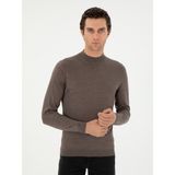 Cacharel Erkek Vizon Slim Fit Kaşmir İpek Karışımlı Çeyrek Balıkçı Yaka Triko Kazak 50296503-VR052