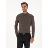 Cacharel Erkek Vizon Slim Fit Kaşmir İpek Karışımlı Çeyrek Balıkçı Yaka Triko Kazak 50316299-VR052 - 2XL