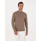 Cacharel Erkek Vizon Slim Fit Yün Karışımlı Çeyrek Balıkçı Basic Triko Kazak 50315295-VR052 - 3XL