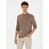 Cacharel Erkek Vizon Slim Fit Yün Karışımlı Çeyrek Balıkçı Basic Triko Kazak 50315295-VR052