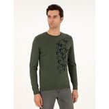 Cacharel Erkek Yeşil Slim Fit Bisiklet Yaka Yün Triko Kazak 50291586-VR054