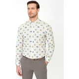 Cacharel Erkek Yeşil Slim Fit Uzun Kollu Gömlek 50247590-VR054