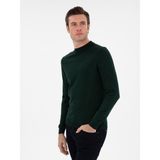 Cacharel Erkek Zümrüt Slim Fit Yün Karışımlı Çeyrek Balıkçı Yaka Basic Triko Kazak 50296402-VR055